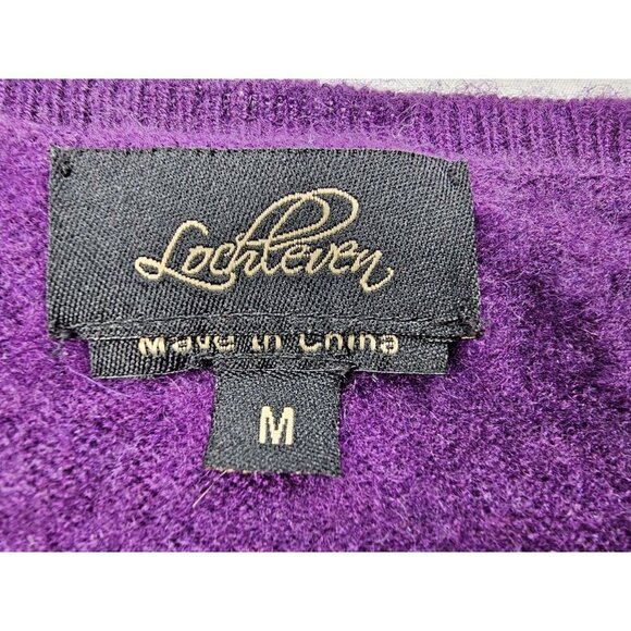 Lochleven Size Medium Women Gray Purple Color Block Cashmere Long Sleeve Sweater - Picture 3 of 8